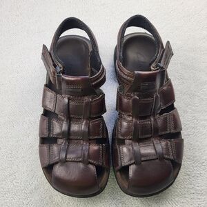 Clarks Leather Fisherman Sandal Men's Size9M In Brown